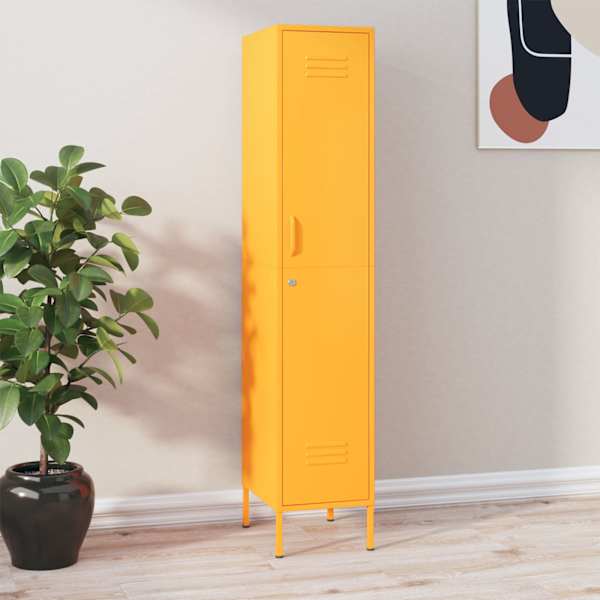 Lukustatav hoiukapp, sinepikollane, 35 × 46 × 180 cm, teras