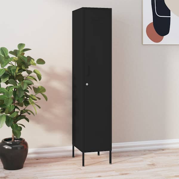 Lukustatav hoiukapp, must, 35 × 46 × 180 cm, teras
