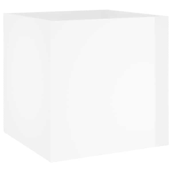 Taimekast 40 × 40 × 40 cm, tehispuit – kõrgläikega valge