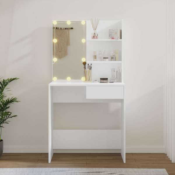 Tualettlaud LEDiga, valge, 74,5 × 40 × 141 cm