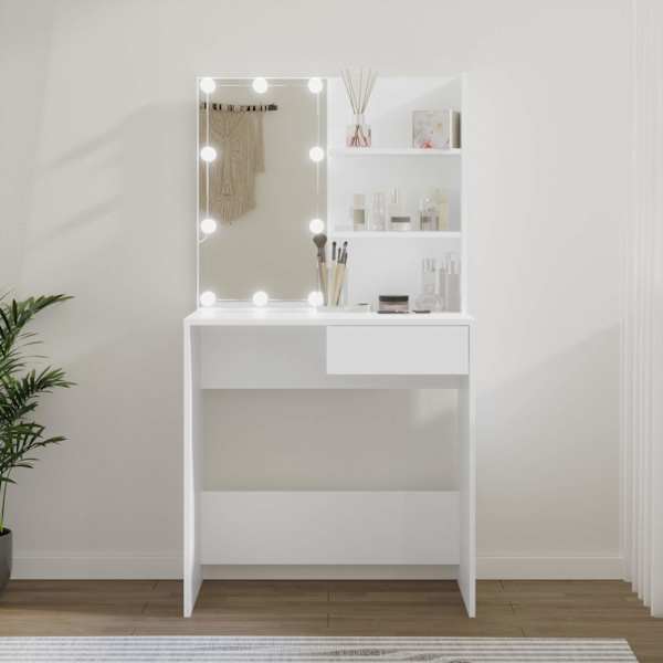 Tualettlaud LEDiga, valge, 74,5 × 40 × 141 cm