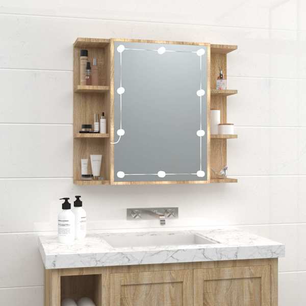 Peegelkapp LEDiga, Sonoma tamm, 70 × 16,5 × 60 cm