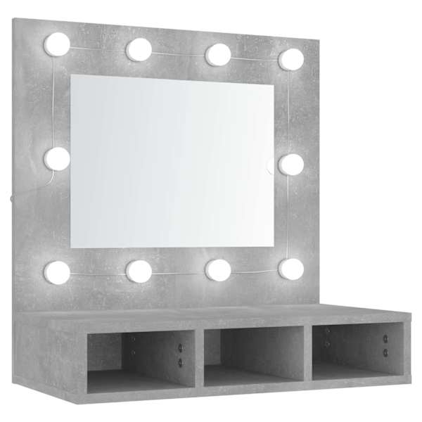 Peegelkapp LEDiga, betoonhall, 60 × 31,5 × 62 cm