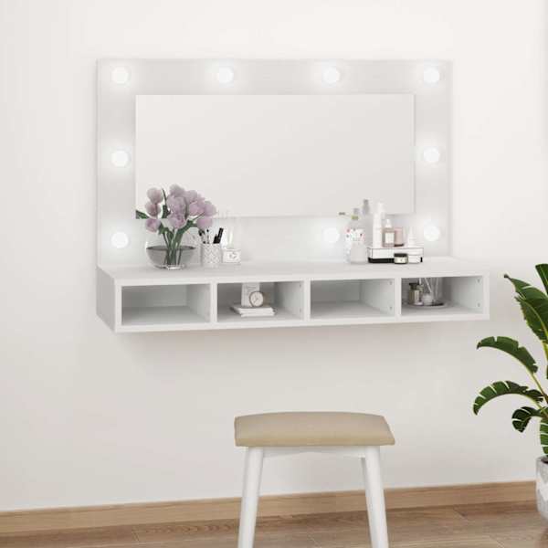 Peegelkapp LEDiga, valge, 90 × 31,5 × 62 cm