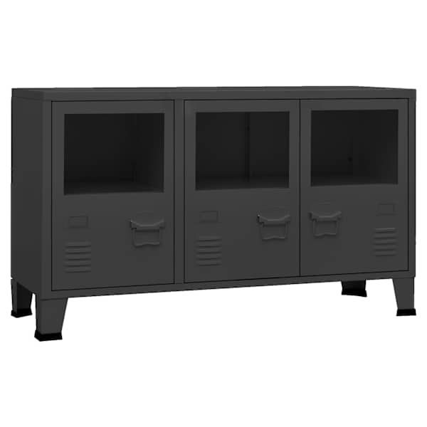 Puhvetkapp, must, 105 × 35 × 62 cm, metall ja klaas