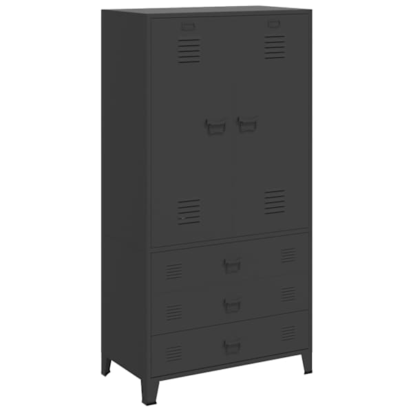 Industriaalne garderoob, must, 90 × 50 × 180 cm, metall