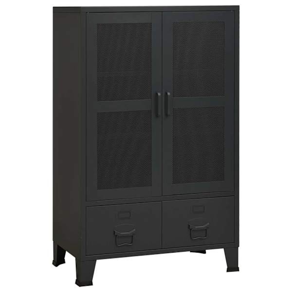 Industriaalne hoiukirst, must, 70 × 40 × 115 cm, metall