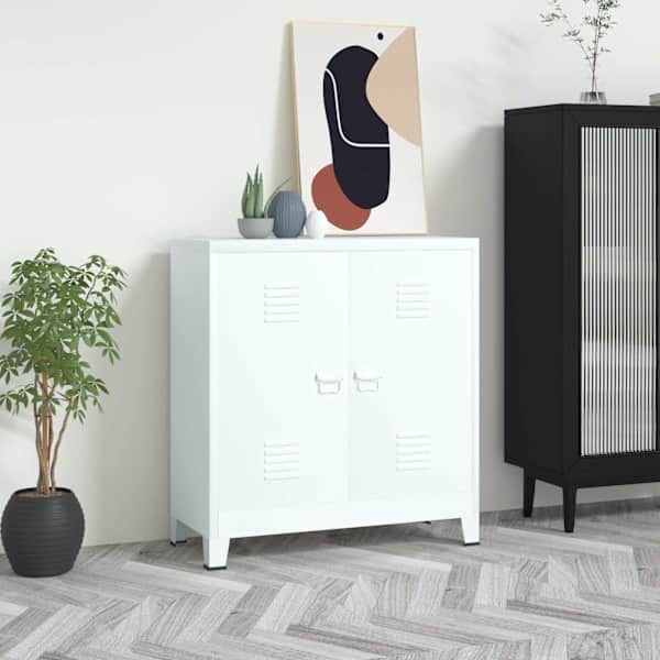 Tööstuslik hoiukirst valge 90 × 40 × 100 cm teras