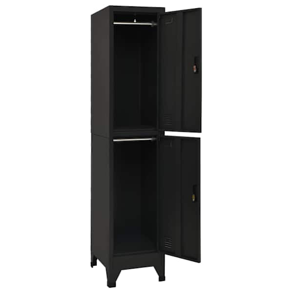 Lukustatav hoiukapp, must, 38 × 45 × 180 cm, teras