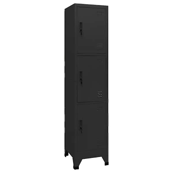 Lukustatav hoiukapp, must, 38 × 45 × 180 cm, teras