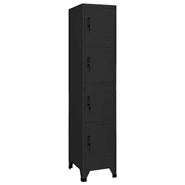 Lukustatav hoiukapp, must, 38 × 45 × 180 cm, teras