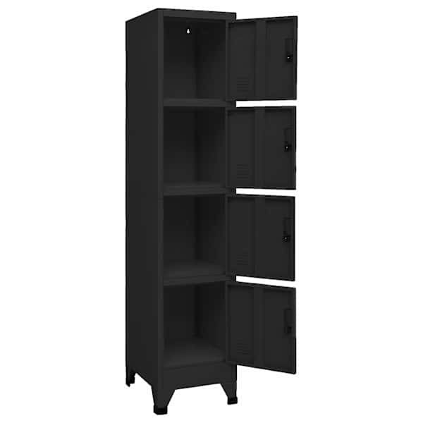 Lukustatav hoiukapp, must, 38 × 45 × 180 cm, teras