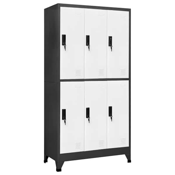Lukustatav hoiukapp, antratsiit, valge, 90 × 45 × 180 cm, teras