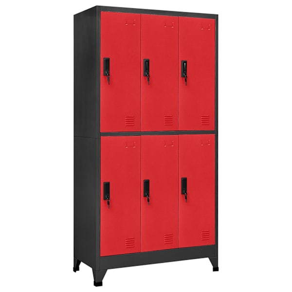 Lukustatav hoiukapp, antratsiit, punane, 90 × 45 × 180 cm, teras