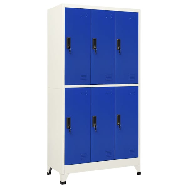 Lukustatav hoiukapp, hall ja sinine, 90 × 45 × 180 cm, teras