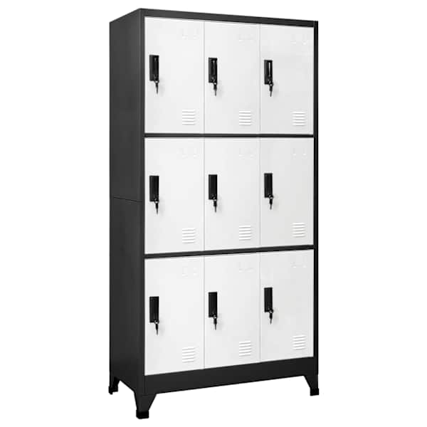 Lukustatav hoiukapp, antratsiit, valge, 90 × 45 × 180 cm, teras