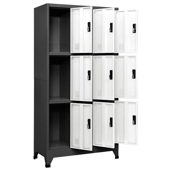 Lukustatav hoiukapp, antratsiit, valge, 90 × 45 × 180 cm, teras