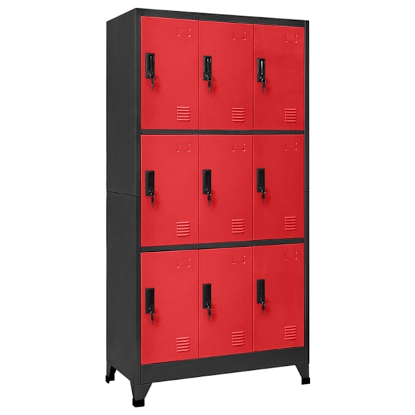 Lukustatav hoiukapp, antratsiit, punane, 90 × 45 × 180 cm, teras
