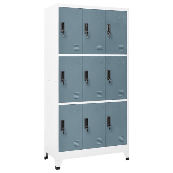 Lukustatav hoiukapp, helehall ja tumehall, 90 × 45 × 180 cm, teras
