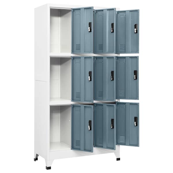 Lukustatav hoiukapp, helehall ja tumehall, 90 × 45 × 180 cm, teras
