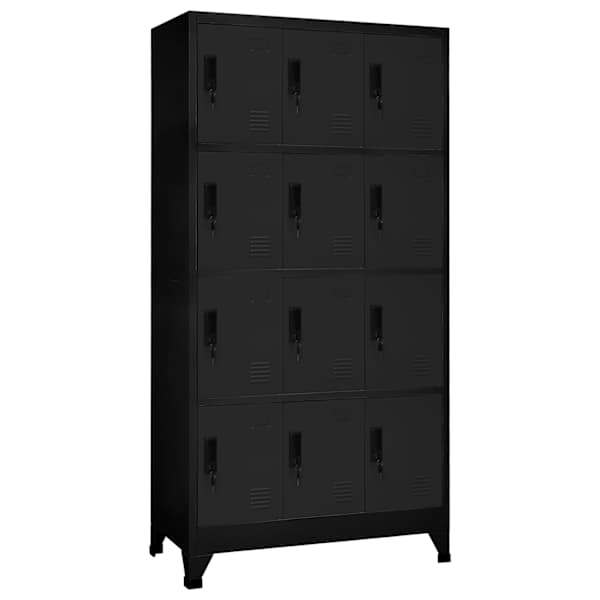 Lukustatav hoiukapp, must, 90 × 45 × 180 cm, teras