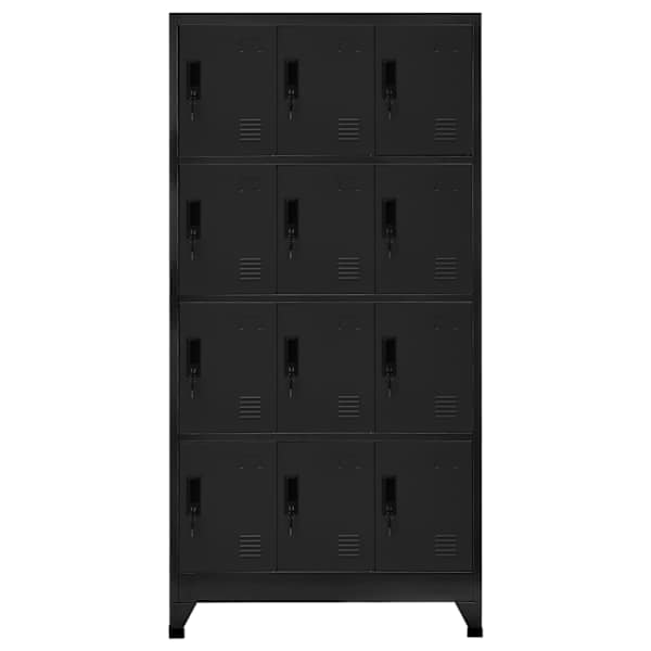 Lukustatav hoiukapp, must, 90 × 45 × 180 cm, teras