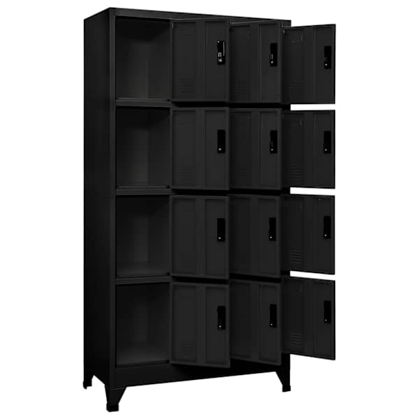 Lukustatav hoiukapp, must, 90 × 45 × 180 cm, teras