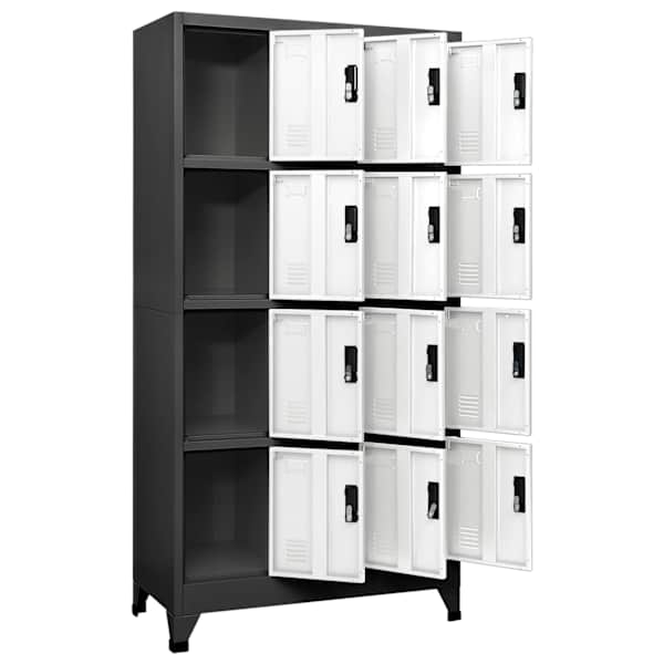 Lukustatav hoiukapp, antratsiit, valge, 90 × 45 × 180 cm, teras
