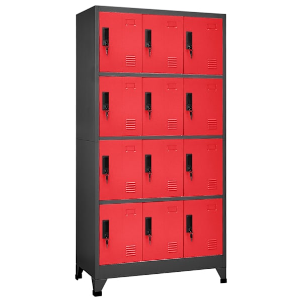 Lukustatav hoiukapp, antratsiit, punane, 90 × 45 × 180 cm, teras