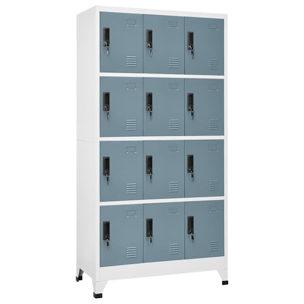 Lukustatav hoiukapp, helehall ja tumehall, 90 × 45 × 180 cm, teras