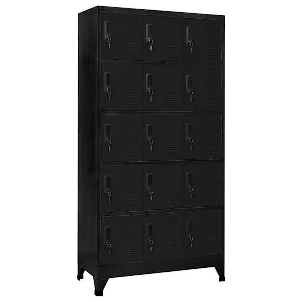 Lukustatav hoiukapp, must, 90 × 40 × 180 cm, teras