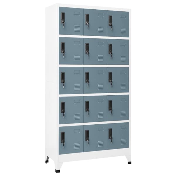 Lukustatav hoiukapp, helehall ja tumehall, 90 × 40 × 180 cm, teras