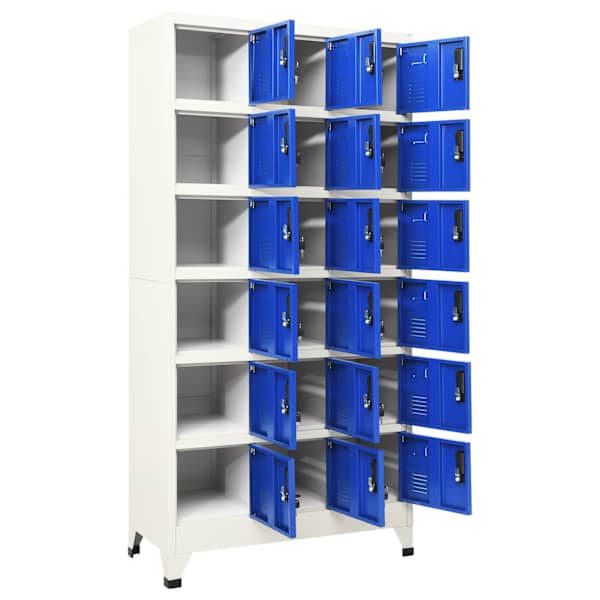 Lukustatav hoiukapp, hall ja sinine, 90 × 40 × 180 cm, teras