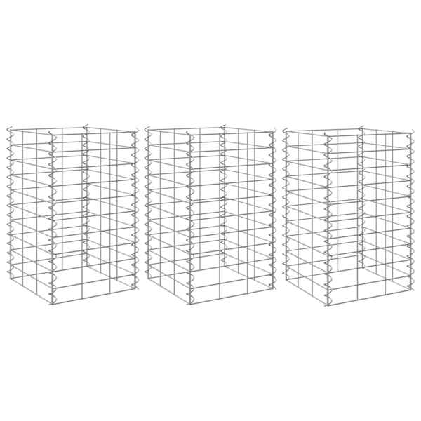 Gabioonkorv 30 × 30 × 50 cm, raud – hõbedane – 3 tk