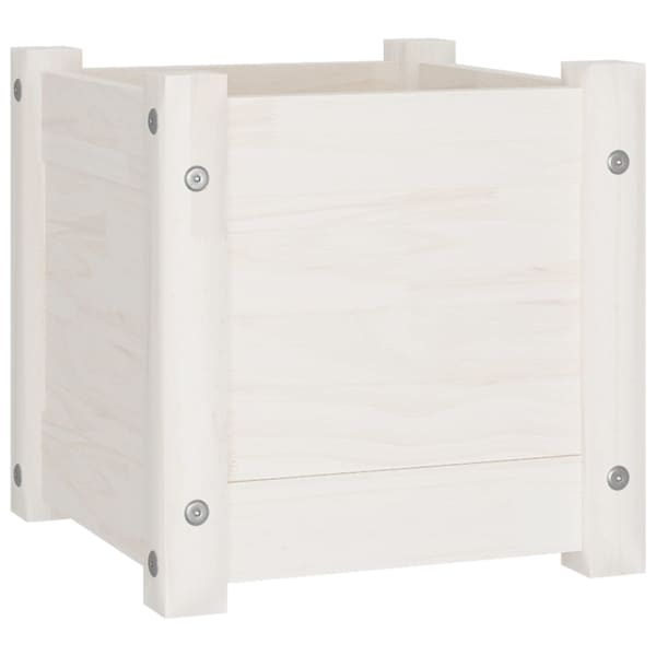 Taimekast 31 × 31 × 31 cm, täismännipuit – valge