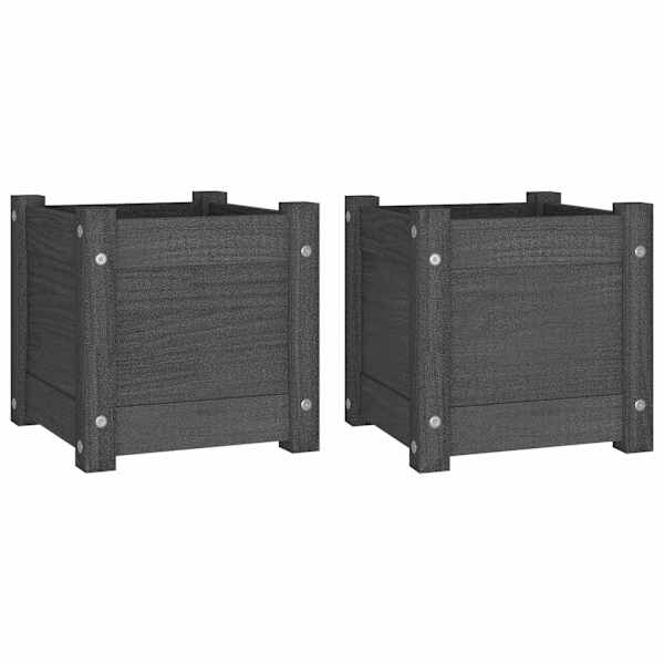 Taimekast 31 × 31 × 31 cm, täismännipuit – hall – 2 tk
