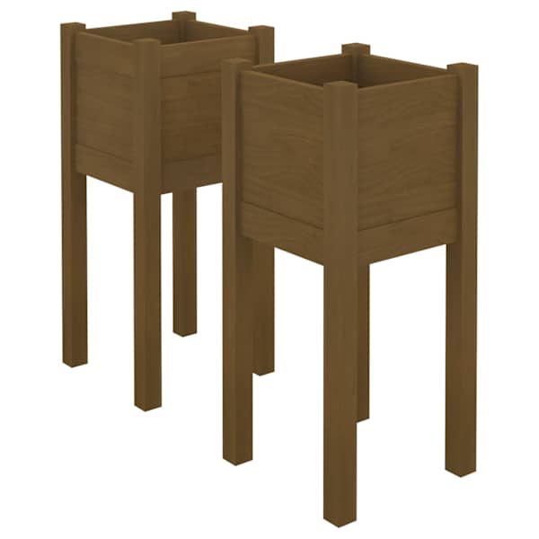 Taimekast 31 × 31 × 70 cm, täismännipuit – meepruun – 2 tk
