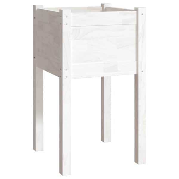 Taimekast 40 × 40 × 70 cm, täismännipuit – valge