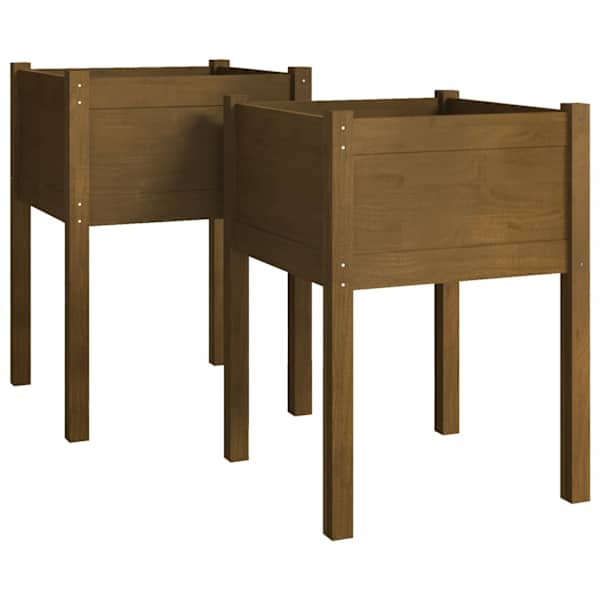 Taimekast 50 × 50 × 70 cm, täismännipuit – meepruun – 2 tk