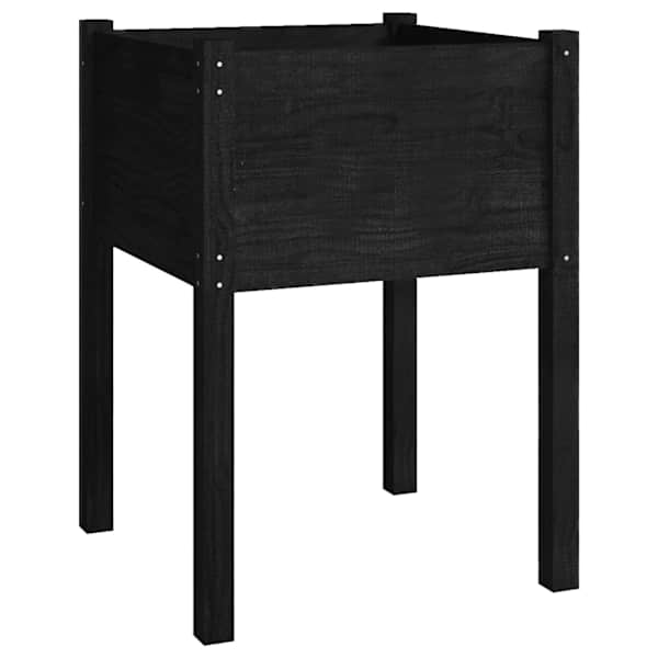 Taimekast 50 × 50 × 70 cm, täismännipuit – must – 2 tk