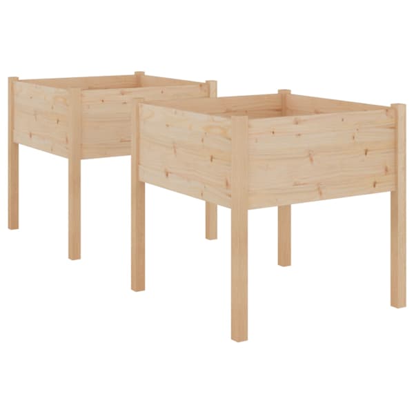 Taimekast 70 × 70 × 70 cm, männipuit (töötlemata) – naturaalne – 2 tk