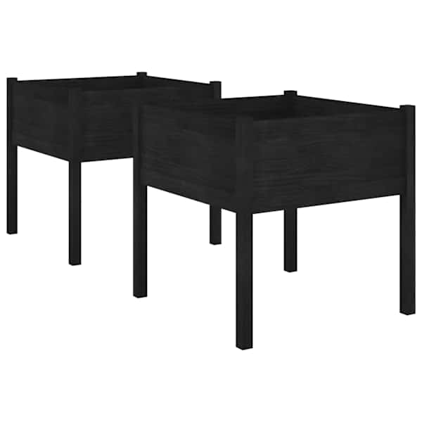 Taimekast 70 × 70 × 70 cm, täismännipuit – must – 2 tk
