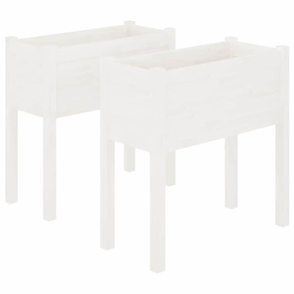 Taimekast 70 × 31 × 70 cm, täismännipuit – valge – 2 tk
