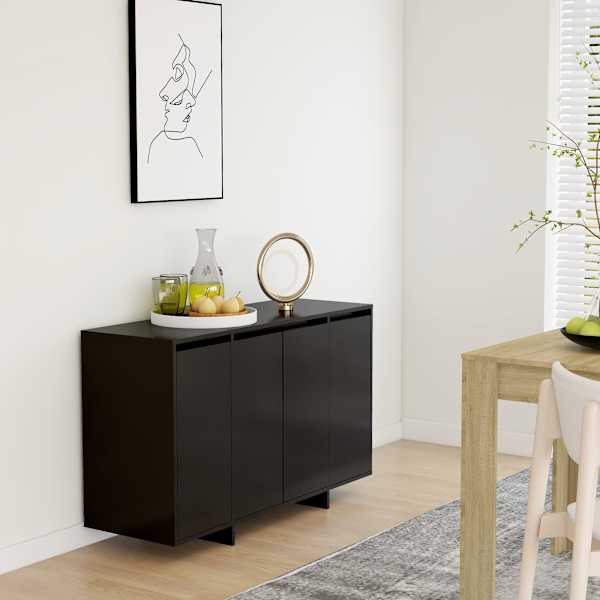 Puhvetkapp, must, 120 × 41 × 75 cm, puitlaastplaat