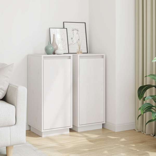 Puhvetkapid 2 tk, valge, 31,5 × 34 × 75 cm, toekas männipuit