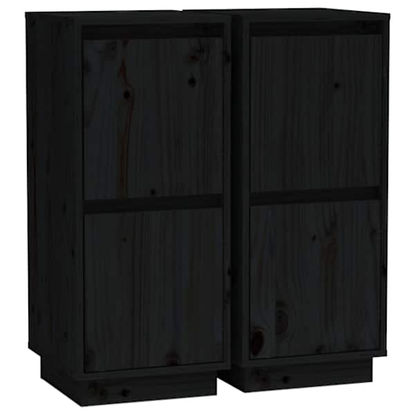 Puhvetkapid 2 tk, must, 31,5 × 34 × 75 cm, toekas männipuit