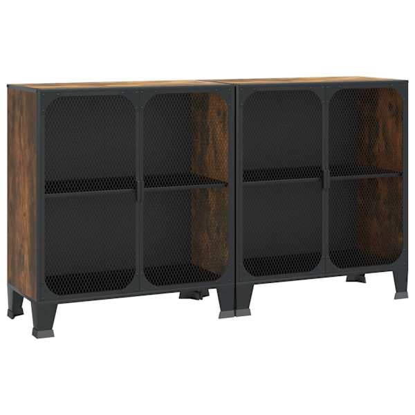 Hoiukapp 2 tk, maapruun, 72 × 36 × 82 cm, metall ja MDF