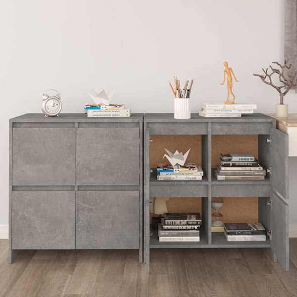 Puhvetkapp 2 tk, betoonhall, 70 × 41 × 75 cm, puitlaastplaat