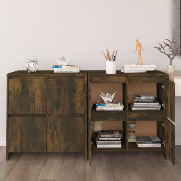 Puhvetkapp 2 tk, suitsutatud tamm, 70 × 41 × 75 cm, tehispuit