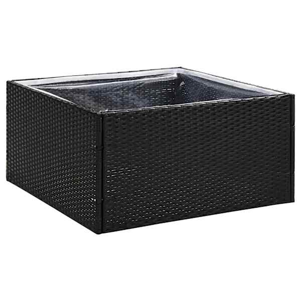 Taimekast 80 × 80 × 40 cm, PE-rotang, nailon, pulbervärvitud teras, tsingitud teras – must